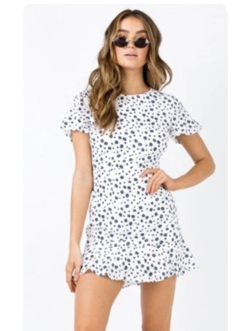 NWT Princess Polly Nate White & Blue Floral Mini Dress sz US 4